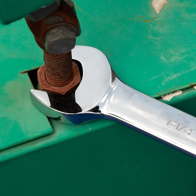 Jetech 1-1/4 Inch Ratcheting Combination Wrench, Industrial Grade Gear Spanner with 12-Point Design, 72-Tooth Ratchet, Made with Forged and Heat-Treated Cr-V Steel in Chrome Plating, SAE