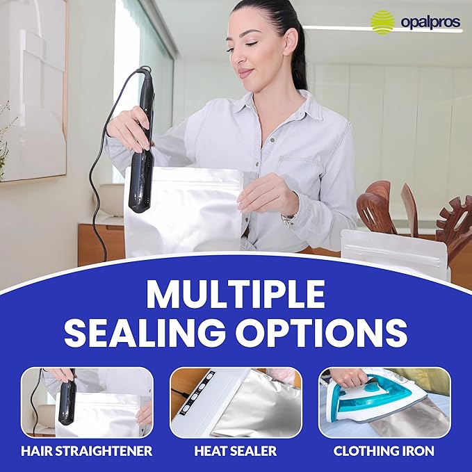 70-Pack 14 Mil Mylar Bags with Oxygen Absorbers, Gusseted 1 Gallon(10), 1 Quart(20) & 1/2 Pint(30) Bags with 500cc, 300cc & 200cc OA - Resealable Mylar Bags for Food Storage with Colourful labels