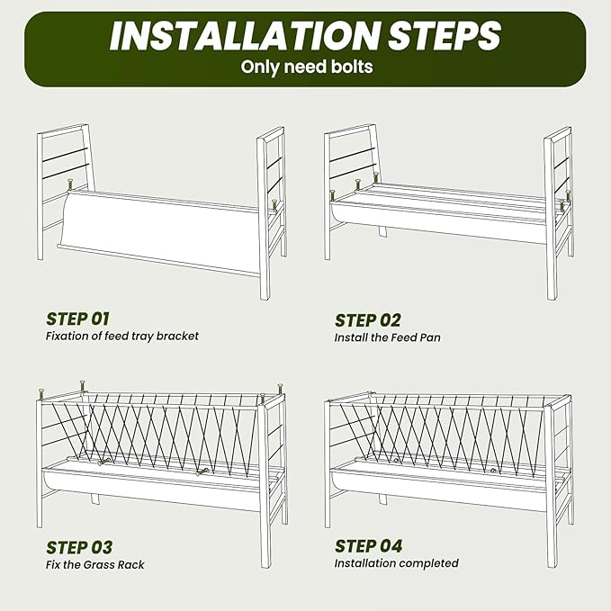 Goat Feeder, 92 Gallon Hay Feeder, Stainless Steel Livestock Hay Feeder, Sheep Feeder Trough for Barn or Outdoor Use, Free Returns!