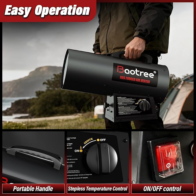 60,000 BTU Forced Air Propane Heater, 10 ft Hose with Regulator Included,Portable Space Heater for Garage, Adjustable Liquid Propane for Shop, Jobsite, Construction Sites