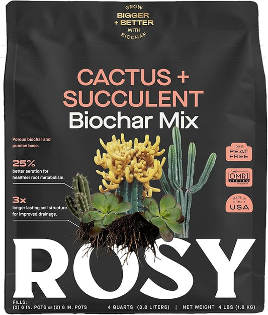 Cactus and Succulent Organic Potting Soil Mix for House Plants - Fast Draining, Root Boosting, Peat-Free, Less Prone to Gnats - Drought-Tolerant - Growth of Aloe Vera, Cacti and Indoor Succulents- 4qt