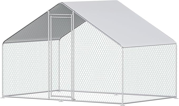 Chicken Coop Large Metal Chicken House/Pen for 6/10 Chickens with Waterproof Cover Walk-in Poultry Cage for Chicken Run,Chicken House for Outdoor Farm Use(9.8'Lx6.5'Wx6.5'H)