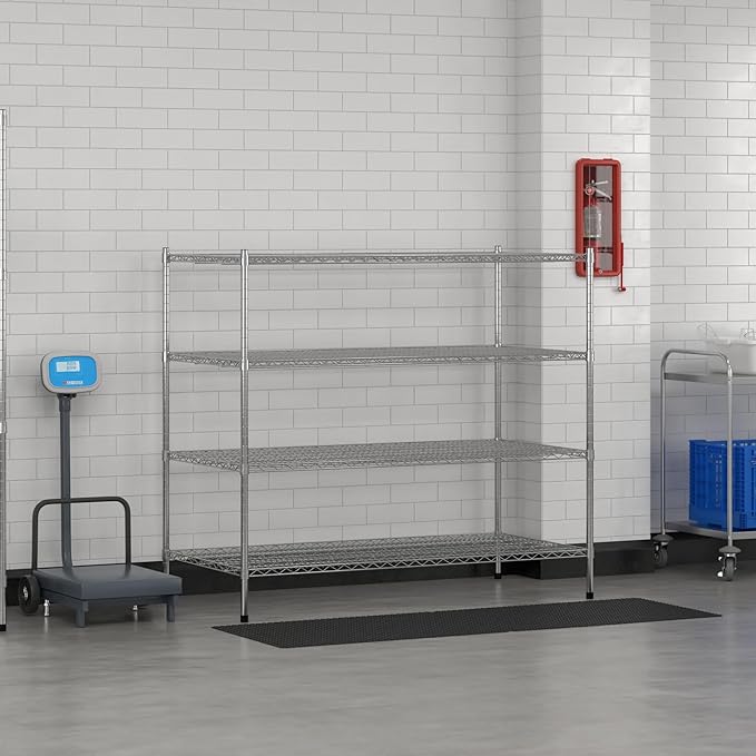 Commercial NSF Listed Chrome Stationary Wire Shelving Kit 30" x 60" x 54", with 4 Shelves Perfect for Warehouse, Walk-in Refrigerator, Freezer, Grocery Store, Restaurant, Dishroom