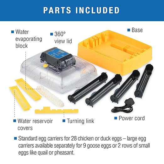 Brinsea Ovation 28 EX Egg Incubator With Automatic Humidity Control and Egg Turning for Hatching 28 Chicken, Duck, Other Bird Eggs, Precision Digital Controls, Temperature Alarms