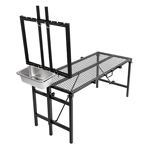 HECASA Sheep Milking Stand Livestock Feeder Rack Adjustable Headpiece w/Removable Feeding Tray Portable Farm Ranch Livestock Stand for Hoof Trimming Shearing Grooming Grooming (Black)