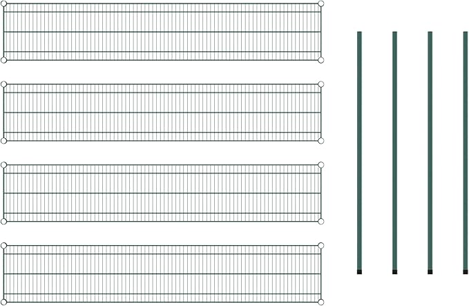 Commercial NSF Listed Green Epoxy Stationary Wire Shelving Kit 14" x 72" x 54", with 4 Shelves Perfect for Warehouse, Walk-in Refrigerator, Freezer, Grocery Store, Restaurant, Dishroom
