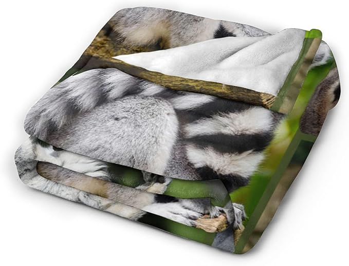 Lemur Blanket Gifts for Girls Boys Soft Warm Plush Wild Animal Lemur Throw Blanket Flannel Fleece Fuzzy Blanket for Kids Lover Bed Couch Living Room Decor 80"X60"