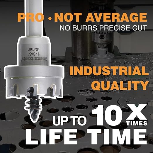Tungsten Carbide Tipped Hole Cutter,1-3/8 inch TCT Hole Saw with 5mm Hole Depth Heavy Duty for Stainless Steel, Mild Steel, Iron, Copper, Brass, Plastic
