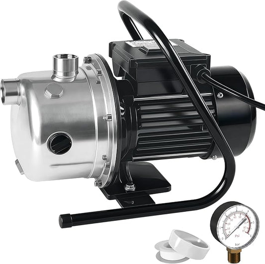 LANCHEZ 1.6 HP Portable Shallow Well Pump, 1162 GPH Stainless Steel Sprinkler Pump, 115V Water Transfer for Garden Draining and Lawn Irrigation