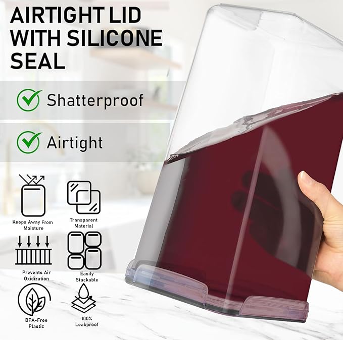 WHITE FEATHER SUPPLIES 8.5L/287Oz Extra Large Airtight Food Storage Containers (2 PC) with Lids, Kitchen and Pantry Organization Containers for Baking Supplies, Cereal, Flour, Sugar, Rice (BPA Free)