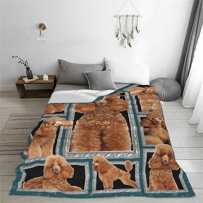 Poodle Blanket Poodle Puppy Decor Throw Blanket Super Soft Flannel Lightweight Fluffy Plush Cozy Fuzzy Fleece Stuff Blanket Gifts for Dog Lovers Woman Girls Boys Adults Man for Bedding Sofa 50"X60"