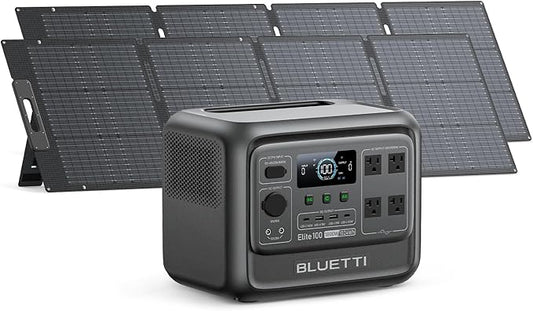 BLUETTI Elite 100 V2 Solar Generator with 2 200W Solar Panel (Ship Separately), 1024Wh Portable Power Station w/ 4 1800W AC Outlets, 35% Smaller, Ideal for Camping, Emergencies, Backup Power (2025New)