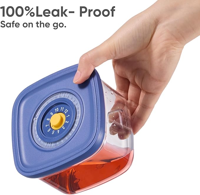 CAROTE Food Storage Containers with Lids, 21 PCS Air Tight Plastic Food Containers with Date Tracking Dial, BPA Free Durable Canisters Sets for the Kitchen/Pantry/Dry Food/Cereal/Suger, Blue