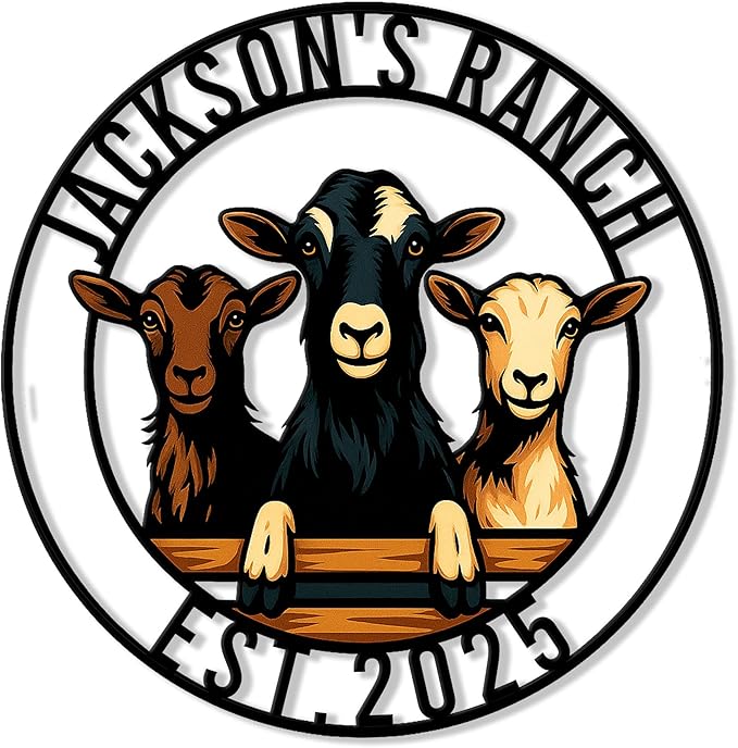 Personalized Goat Metal Sign, Custom Farm Animal Sign for Porch Fence Yard, Home Decor Gift for Goat Owner, Farmers, Homesteaders, Birthday or Housewarming Gift