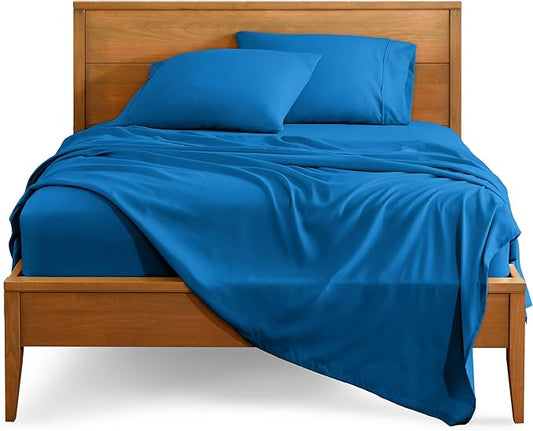 Bare Home Twin XL Sheet Set - College Dorm Size - Luxury 1800 Ultra-Soft Microfiber Twin Extra Long Bed Sheets - Deep Pockets - Easy Fit - Extra Soft - 3 Piece Set - Bed Sheets (Twin XL, Medium Blue)