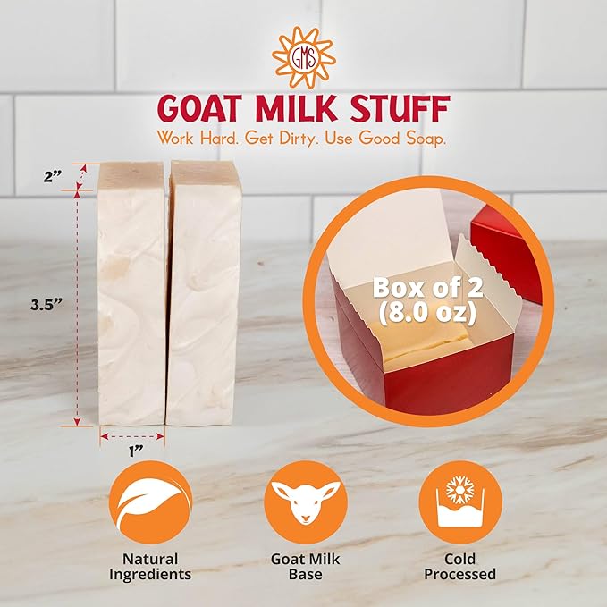 Goat Milk Stuff ALMOND Goat Milk Soap - Natural Soap Bar, Gifts for Men and Women, Gentle for both Face and Body, Handmade Bar Soap (Box of 2)
