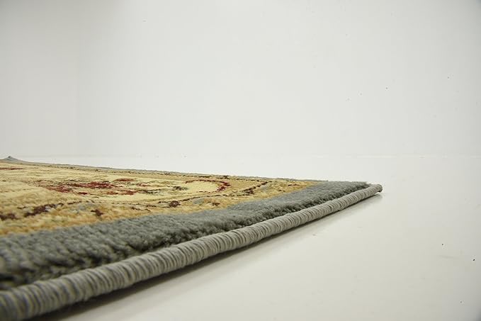 Unique Loom Versailles Collection Traditional Classic Floral Motif Area Rug (4' 0 x 4' 0 Square, Slate Blue/ Ivory)