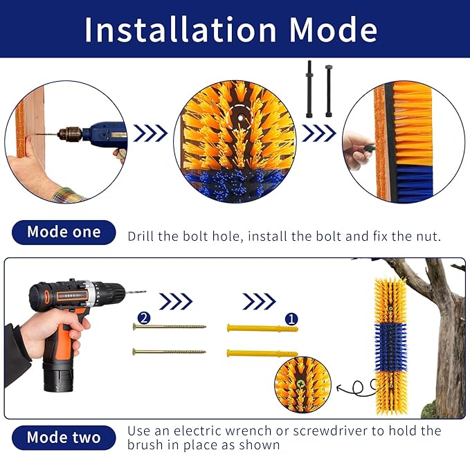 Livestock Scratch Brush With 8 Screws，Animal Back Scratching Brush for Cow,Cattle,Sheep, Horses,Pigs，Massage Grooming Tool (Yellow, 2pcs)