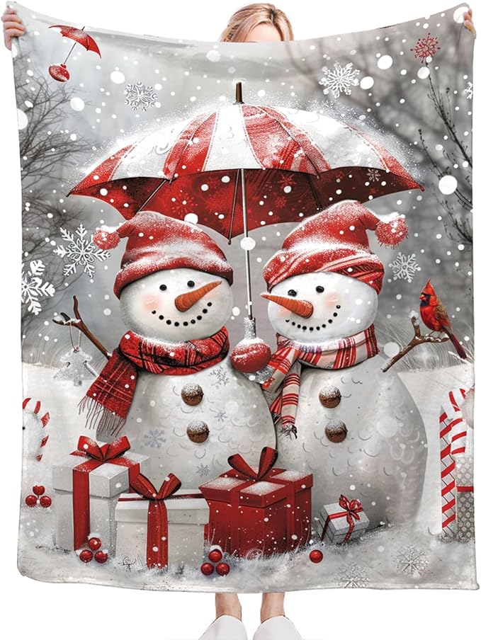 Tijuboni Snowman Throw Blanket for Girls Boys Women Men Kids Adults Soft Flannel Fleece Blanket for Couch Sofa Bed Home Decor 40"x50"