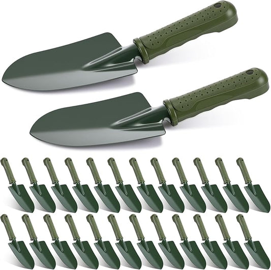 24 Pcs Garden Shovel Trowel Gardening Hand Tools Small Hand Shovels for Digging Metal Trowel Spade with Plastic Handle Anti Slippery for Lawn Yard Home Farm Planting