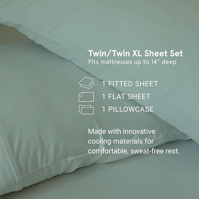SHEEX - Original Performance Sheets Set (Twin/Twin XL) Black - Cooling Sheets - Moisture Wicking - 1 Flat Cooling Sheet, 1 Fitted Cooling Sheet, 1 Pillow Cover - Wrinkle Free - Sleep Aid