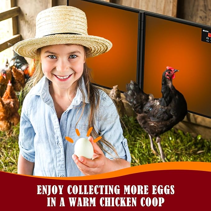 Chicken Coop Heater for Winter with Remote APP Control, 30''x12'' Large Foldable Chicken Heaters Warmer Inside Coop with Adjustable Timer Temp, 180W Safe Flat Panel Radiant Heater for Chickens Coops