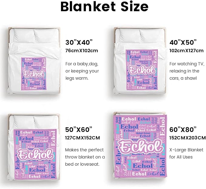 Custom Blanket with Name Personalized Blankets for Kids Adult Boys Girls Flannel Monogrammed Customized Blankets Throw (30''x40'')