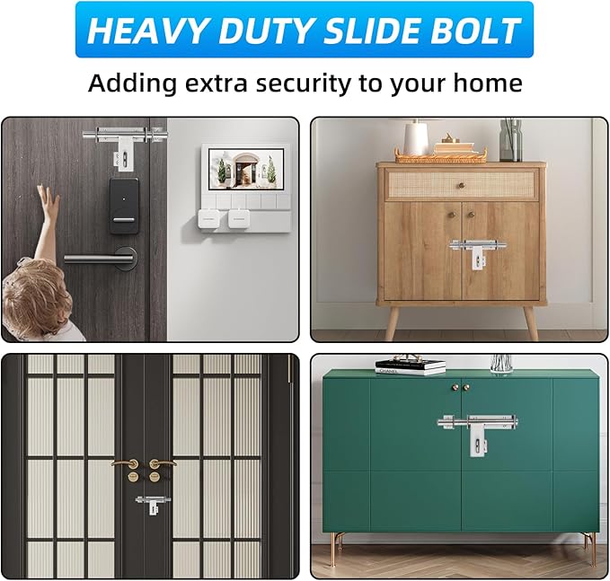 Heavy Duty Barrel Bolts Safety Door Lock, 6.7 Inch Slide Bolt Gate Latch with Padlock Hole,Solid SUS304 Stainless Steel Barrel Bolt Latch for Wooden Fence, Yard Door, Barn Door, Shed Door, Interior