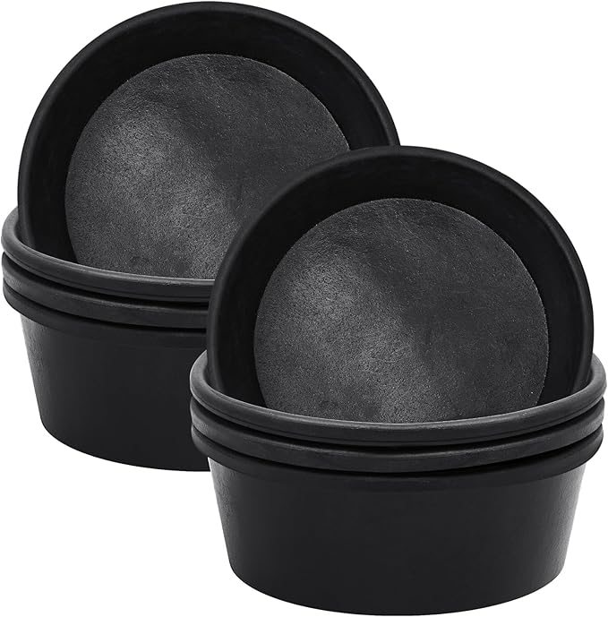 Sadnyy 4 Pcs Rubber Feeder Pan, 1 Gallon Horse Feed Bucket Utility Rubber Bowl 10.6 x 4.1 Inch Horse Feeder Chicken Dust Bath Stackable Livestock Feed Bowl for Pig Goat Chicken Dog Farm Animal