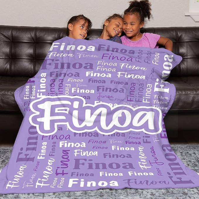 Custom Blanket with Name Personalized Blankets for Kids Adult Boys Girls Flannel Monogrammed Customized Blankets Throw (30''x40'')