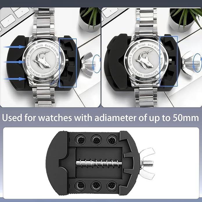 Watch Battery Replacement Tool Kit, 108PCS Spring Bars, 5-in-1 Precision Screwdriver, Adjustable Back Case Opener, Holder, Pry Tool, Spring Bar Tool with Scale, Tweezer, Watch Repair Kit for Watch Back Removal and Band Replacement