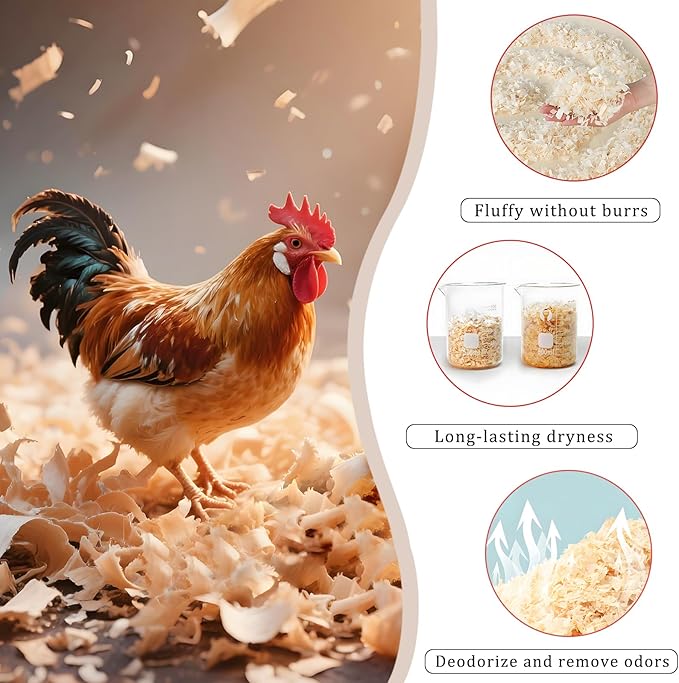 Pine Shavings, Wood Shavings, Chicken Coop, Small Animal Bedding, Chicken Coop Bedding, Odor Control for Pet Guinea Pigs, Rabbits, Hamsters, Gerbils, and Chinchillas (2 LB)
