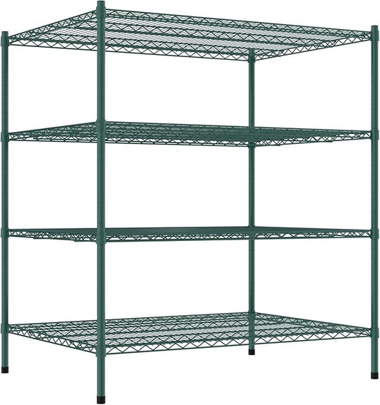 Commercial NSF Listed Green Epoxy Stationary Wire Shelving Kit 36" x 48" x 54", with 4 Shelves Perfect for Warehouse, Walk-in Refrigerator, Freezer, Grocery Store, Restaurant, Dishroom