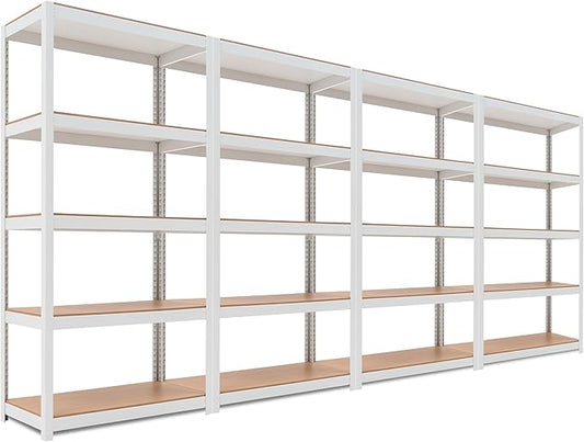 HOMEDANT House 5 Tier Laminated Metal Shelving Unit Adjustable Storage Utility Rack Heavy Duty Shelves Organization Multipurpose Shelf Kitchen Garage Pantry Closet (4, (M) 36.2" W, White)