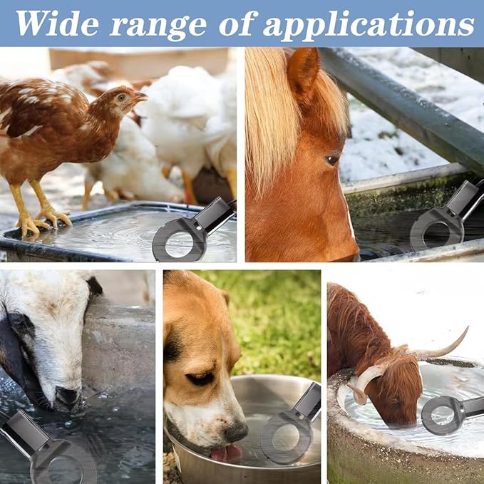 2PCS 500 Watt Bird Bath De-Icer with Thermostat, Cast Aluminum Submersible Chicken Water Heater, Heated Bird Bath, Power Cord 9.8 Ft