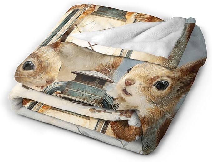Squirrel Blanket Gifts for Girls Boys Christmas Winter Throw Blankets Cozy Plush Fleece Flannel Fuzzy for Women Men Decor 50"X40"