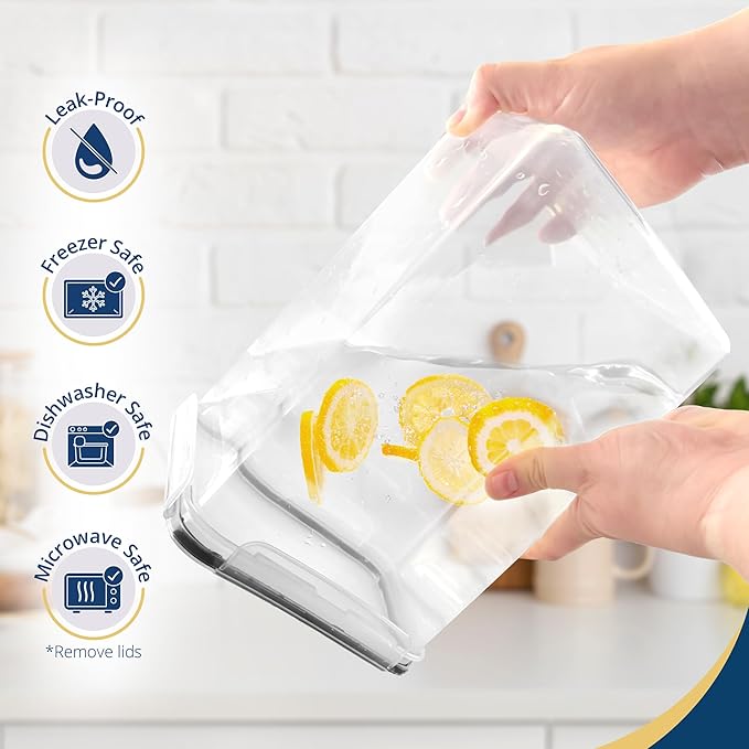 Reli. 6.5L Airtight Food Storage Containers with Lids (4 Sets) | Kitchen Organizers and Storage Containers, Pantry Organizers | BPA Free Plastic XL Set w/ 4 Measuring Cups, 12 Labels, Pen