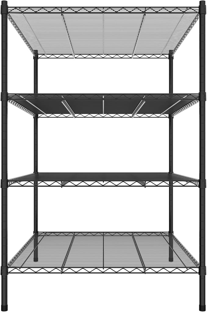 Commercial NSF Listed Black Epoxy Stationary Wire Shelving Kit 36" x 48" x 54", with 4 Shelves Perfect for Warehouse, Walk-in Refrigerator, Freezer, Grocery Store, Restaurant, Dishroom