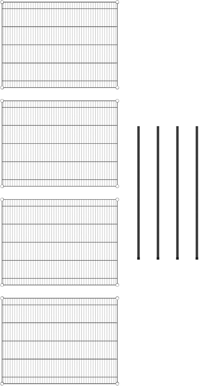 Commercial NSF Listed Black Epoxy Stationary Wire Shelving Kit 36" x 48" x 54", with 4 Shelves Perfect for Warehouse, Walk-in Refrigerator, Freezer, Grocery Store, Restaurant, Dishroom