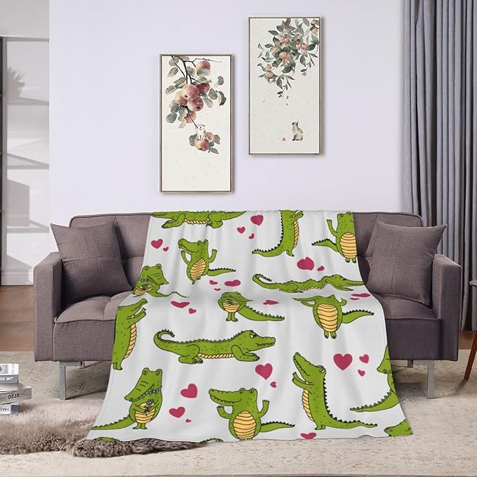 Crocodile Blanket Super Cozy Soft Alligator Throw Blanket Warm Plush Crocodiles Stuff Fluffy Fleece Flannel Gift Blankets for Women Girls Boys Adults 60"X50"