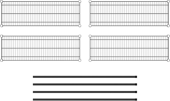 Commercial NSF Listed Black Epoxy Stationary Wire Shelving Kit 14" x 42" x 54", with 4 Shelves Perfect for Warehouse, Walk-in Refrigerator, Freezer, Grocery Store, Restaurant, Dishroom