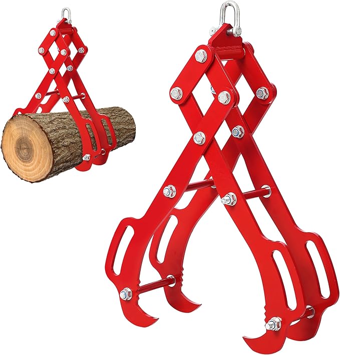 Garvee 28 in Log Lifting Tongs, Log Grabber, Skidding Log Lifting Tongs Timber, Heavy Dut Solid Steel Swivel Dragging Steel Tongs Log Lifting Lumber Skidding Tongs Logging Grabber(4 Claw)