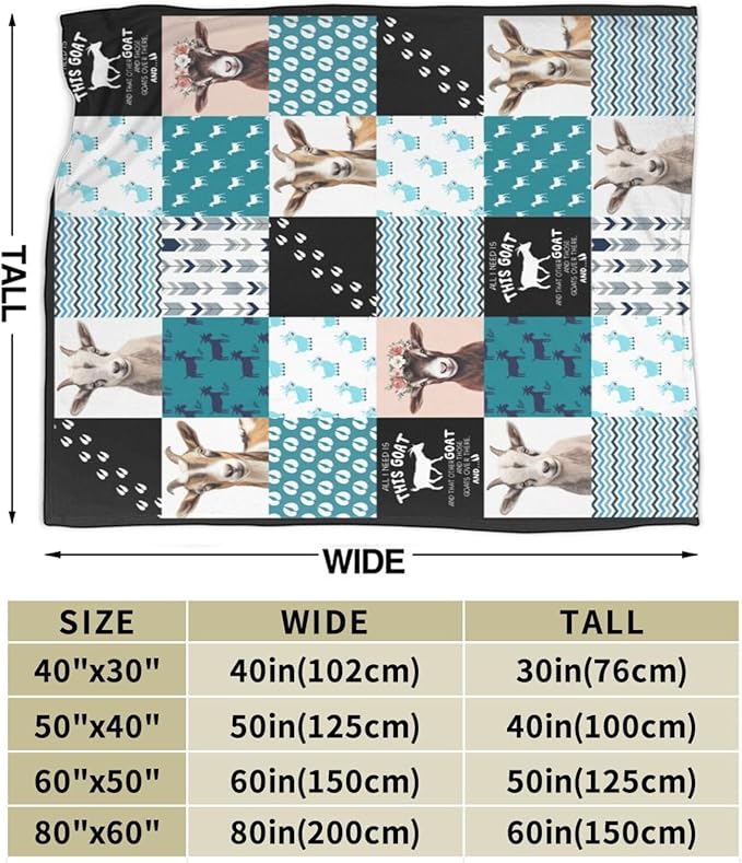 Super Soft Warm Goat Animal Throw Blanket - Cozy Plush Fluffy Sheep Lightweight Fleece Flannel Gifts for Women, Girls, Kids & Adults - 60"X50"