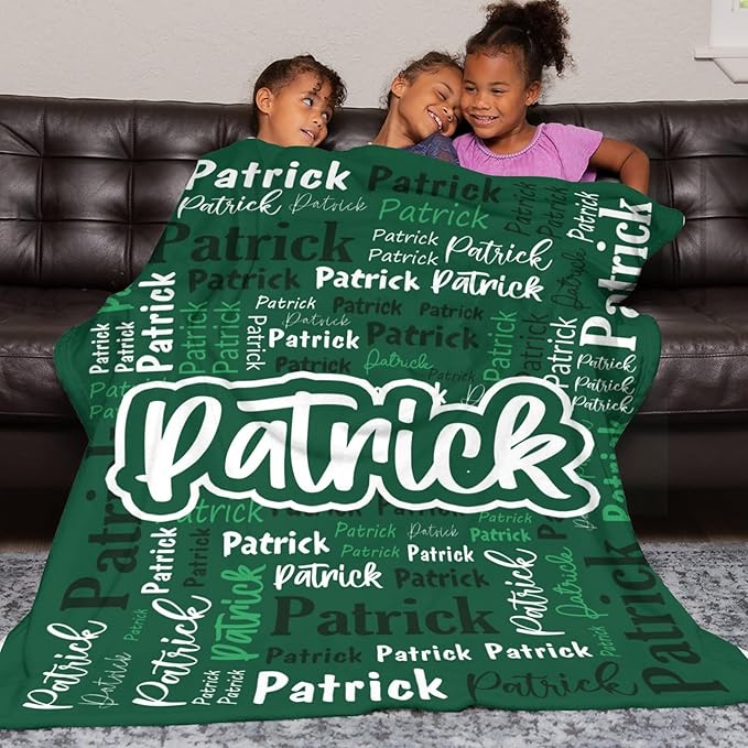 Custom Blanket with Name Personalized Blankets for Kids Adult Boys Girls Flannel Monogrammed Customized Blankets Throw (60''x80'')