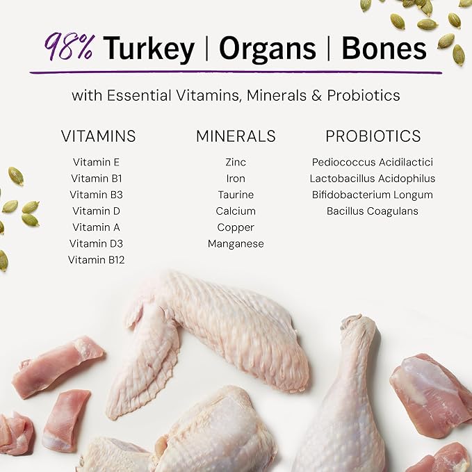 Stella & Chewy's Freeze-Dried Raw Cat Dinner Morsels - Premium Turkey Recipe with 98% Farm-Raised Meat & Organs - Natural Grain-Free Cat & Kitten Food - Made in USA - 18 oz