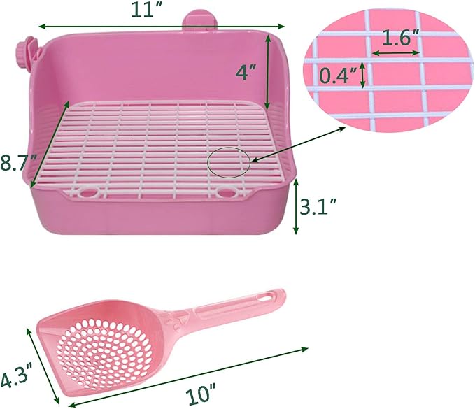 Hamiledyi Rabbit Litter Box, Plastic Rectangular Cage Toilet, Bunny Potty Trainer Corner, Small Pets Bedding Litter Box for Chinchilla Guinea Pig Ferret Hedgehog (Pink)