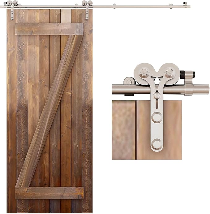 TSMST 11FT Sliding Barn Door Hardware Kit, Stainless Steel Heavy Duty Sturdy Barn Door Track for Single Wood Door, Slide Smoothly Quietly (Y Style)
