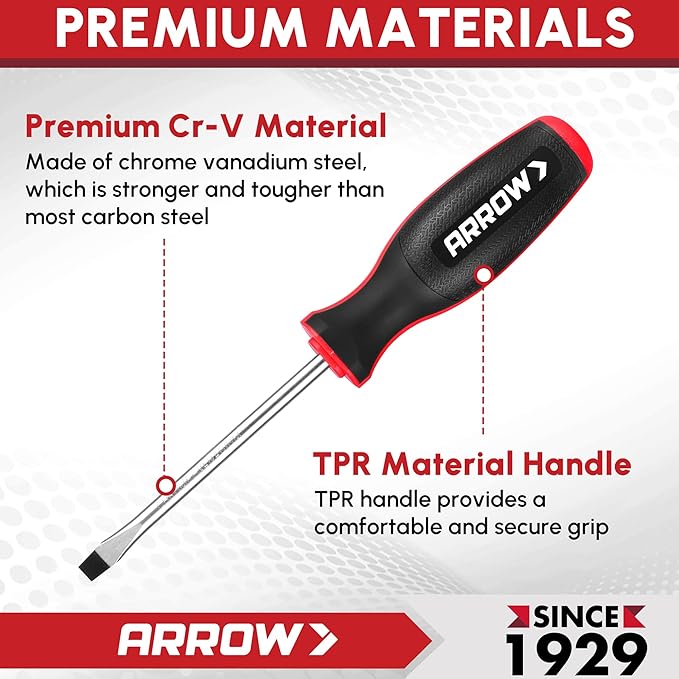 ARROW 6-Piece Magnetic Screwdriver and Magnetizer/Demagnetizer Set, Premium Cr-V Steel Screwdriver Set with Non-Slip Grip, Magnetic Phillips and Flathead Tips, for Home Improvement