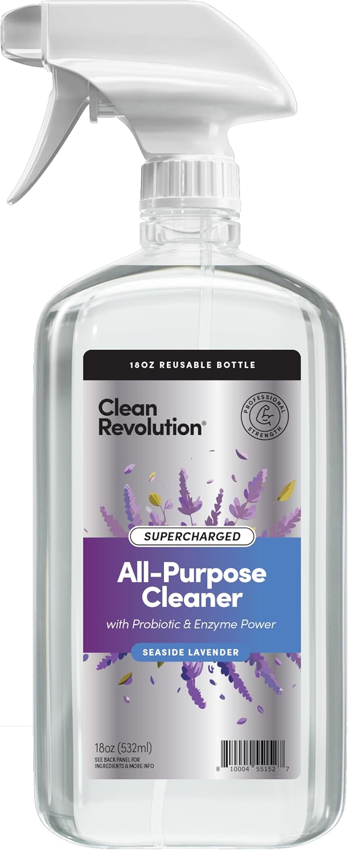 Clean Revolution SuperCharged All Purpose Cleaner Refill Supply, Non-Toxic, Eco-Friendly & Plant-Based, Ready to Use, Seaside Lavender, 18 oz (Pack of 1)