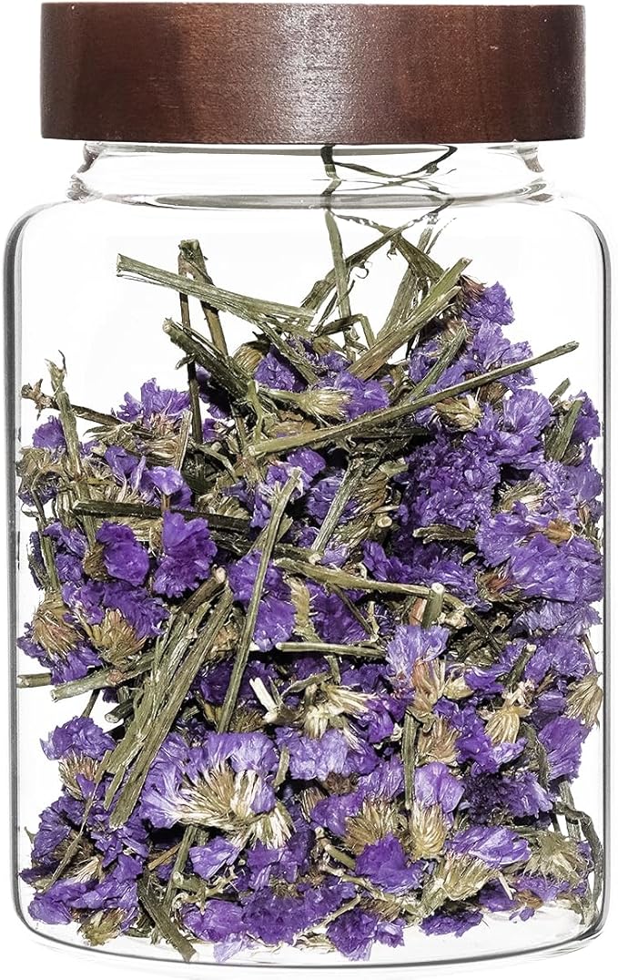 Airtight Glass Jars with Wooden Lid Round Spice Jar Clear Glass Food Storage Jar Canister with Screw Lid for Coffee Ground Bean Candy Pantry Sugar Tea Cookies Bath Salts (1200ml/40oz-1pack-A)